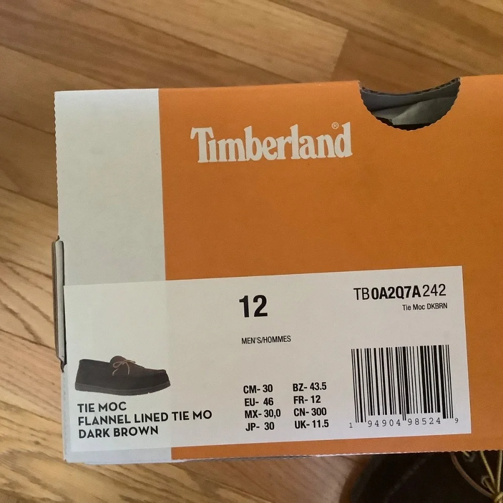 Timberland Suede Stony Ledge Flannel-Lined Moc Slipper/Boat Shoes Dark Brown 12